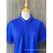 Blue cotton short-sleeve POLO shirt